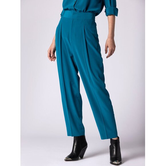 Equipment Beckett Silk Tapered Trouser in Deep Lagoon Blue